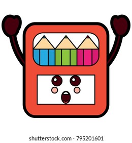 pencils in box kawaii character