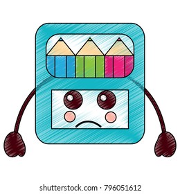 pencils in box kawaii character