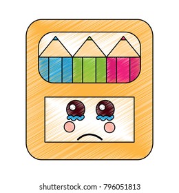 pencils in box kawaii character