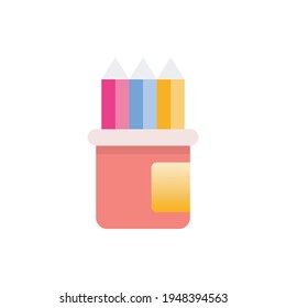 Pencils box Vector Flat Illustration Style icon. EPS 10