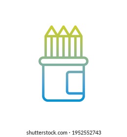 Pencils box vector gradient icon style illustration. EPS 10 file