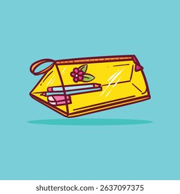 Pencils Case Cartoon Vector Flat Illustration Concept Isolated
