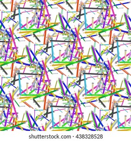 Pencils chaotic multicolor seamless pattern