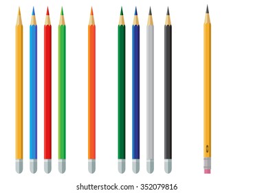 Pencils color vector set