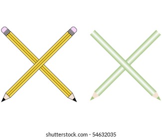 Pencils and Colored Pencils Font Set Letter X