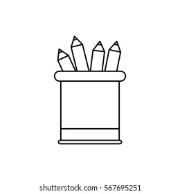Pencils colored on vase icon vector illustration graphic design