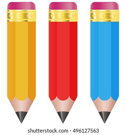 Pencils. Colored set. Vector illustration isolated on white background