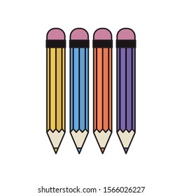 pencils colors supplies isolated icon vector illustration design