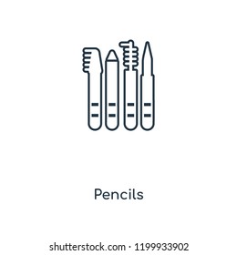 Pencils concept line icon. Linear Pencils concept outline symbol design. This simple element illustration can be used for web and mobile UI/UX.