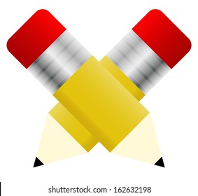 Pencils Crossed Vector Illustration