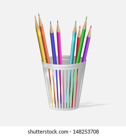 Pencils and with cup.