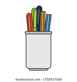 pencils in cup isolated icon vector illustration design