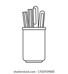 pencils in cup isolated icon vector illustration design