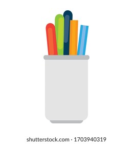 pencils in cup isolated icon vector illustration design