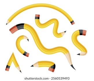 Pencils Decoration. Curved Pencil Design with a Playful and Artistic Theme for Creative Inspiration Illustration. Vector illustration