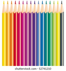 pencils of different color for drawing, vector illustration