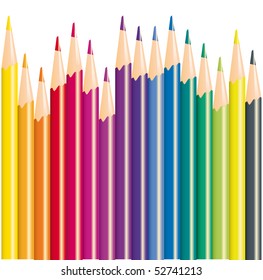 pencils of different color for drawing, vector illustration