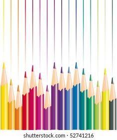 pencils of different color for drawing, vector illustration