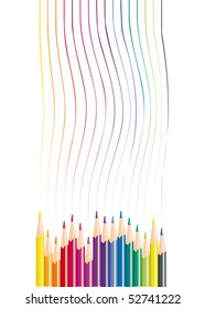 pencils of different color for drawing, vector illustration