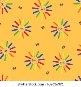 pencils of different color - a seamless pattern. vector illustration
