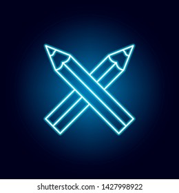 pencils, draw, edit outline icon in neon style. elements of education illustration line icon. signs, symbols can be used for web, logo, mobile app, UI, UX