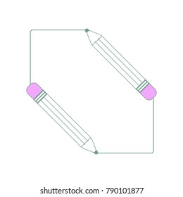 pencils drawing erasers erasing a square