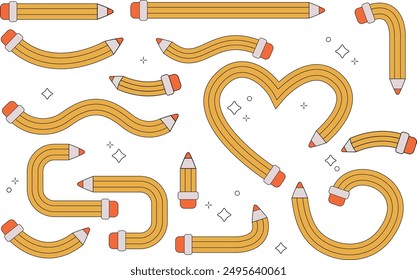 Pencils elements Back to school school supplies Pencil with eraser Frame Wreath