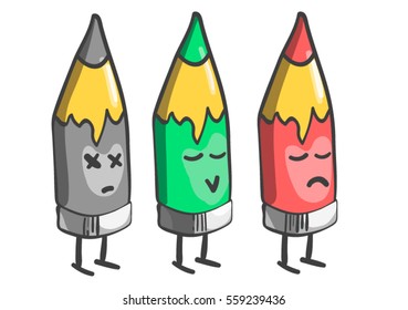 pencils with emotions. vector