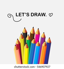 pencils flat icons illustration in isolate background