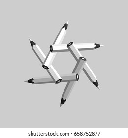 Pencils frame.Isolated on gray background. Vector illustration. 