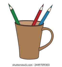 Pencils in a glass color vector