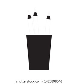 Pencils in a glass for office. Vector illustration
