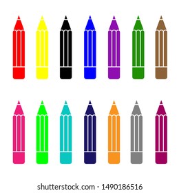 Pencils icon set isolated on white background. Vector.