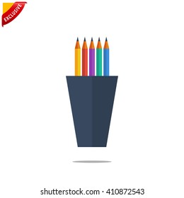 pencils icon, vector colored pencils icon, isolated pencil tool icon