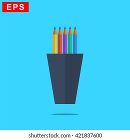 pencils icon, vector colored pencils icon, isolated pencil tool icon