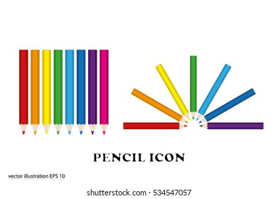Pencils icon vector EPS 10, abstract sign flat design,  illustration modern isolated badge for website or app - stock info graphics.