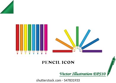 Pencils icon vector EPS 10, abstract sign flat design,  illustration modern isolated badge for website or app - stock info graphics.