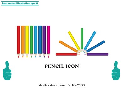 Pencils icon vector EPS 10, abstract sign flat design,  illustration modern isolated badge for website or app - stock info graphics.