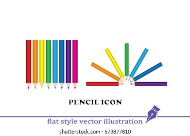 Pencils icon vector EPS 10, abstract sign flat design,  illustration modern isolated badge for website or app - stock info graphics.