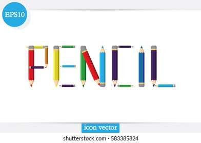 Pencils icon vector EPS 10, abstract sign flat design,  illustration modern isolated badge for website or app - stock info graphics.