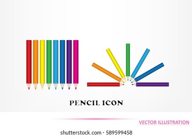 Pencils icon vector EPS 10, abstract sign flat design,  illustration modern isolated badge for website or app - stock info graphics