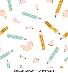 Pencils icons seamless pattern. Can be used for postcards, invitations, advertising, web, textile and other.