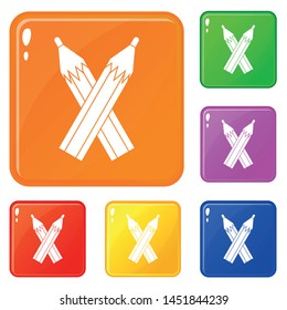 Pencils icons set collection vector 6 color isolated on white background