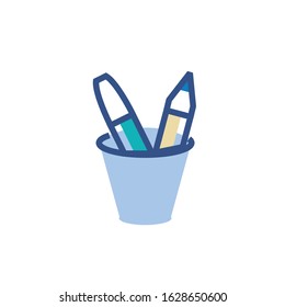 Pencils inside mug design, Tool write office object instrument equipment draw art and learn theme Vector illustration
