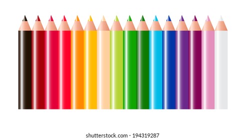 Pencils Isolated on White Background Vector Illustration