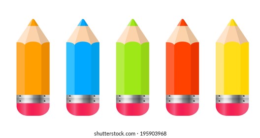 Pencils Isolated on White Background Vector Illustration