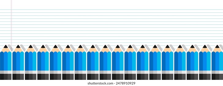 Pencils lined up on paper background. Back to school concept illustration