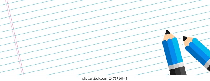 Pencils lined up on paper background. Back to school concept illustration