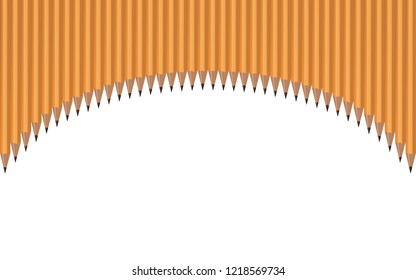 Pencils located arc on a white background. Vector illustration EPS 10
