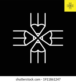 Pencils logo design in Line Art Style that form star-shape, Logo vector in EPS 8